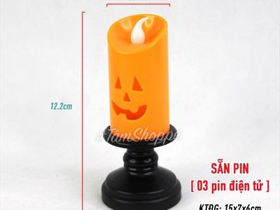 Nến điện tử trụ bí ngô C12cm sẵn pin NEN-DT-06
